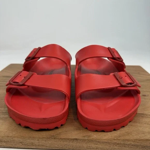 New Mens Birkenstock Arizona Waterproof Slide Sandals Red EU 45 Reg US 12/12.5 - Picture 2 of 8